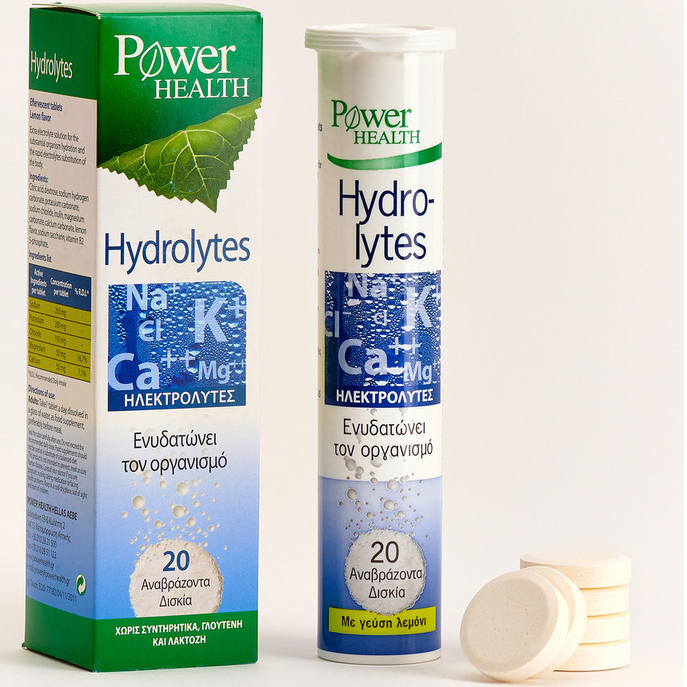 Power Health Hydrolytes Αναβράζοντα Δισκία για Ενυδάτωση & Γρήγορη Αναπλήρωση Ηλεκτρολυτών 20 Eff.Tabs