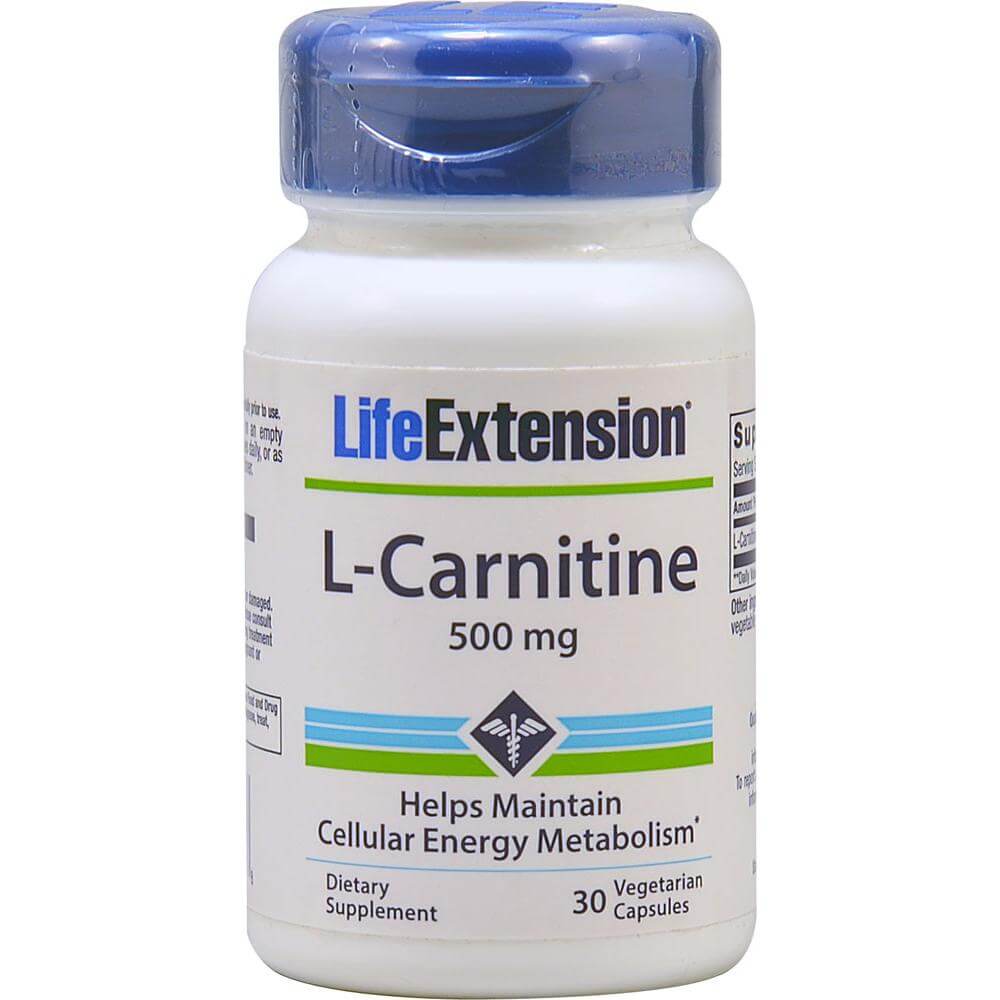 Life Extension L-Carnitine 500mg Συμπλήρωμα Διατροφής που Συμβάλλει στην Ενίσχυση του Κυτταρικού Μεταβολισμού 30veg.caps