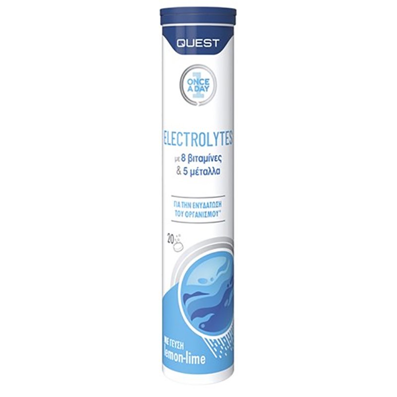 Quest Quest Electrolytes Lemon-Lime Συμπλήρωμα Διατροφής για την Ενυδάτωση του Οργανισμού 20 Effer.tabs