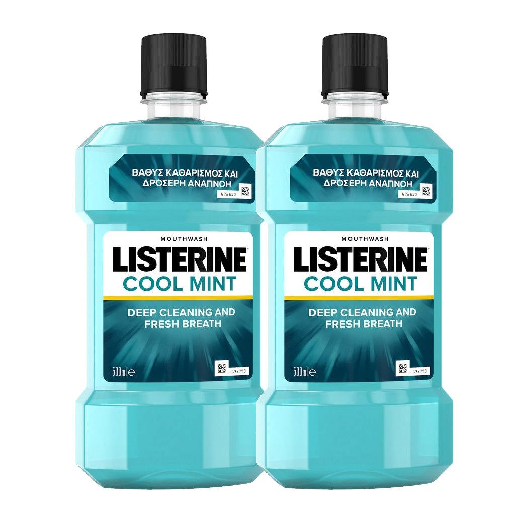 Listerine Πακέτο Προσφοράς Coolmint Ήπιο Αντισηπτικό Στοματικό Διάλυμα 2x500ml