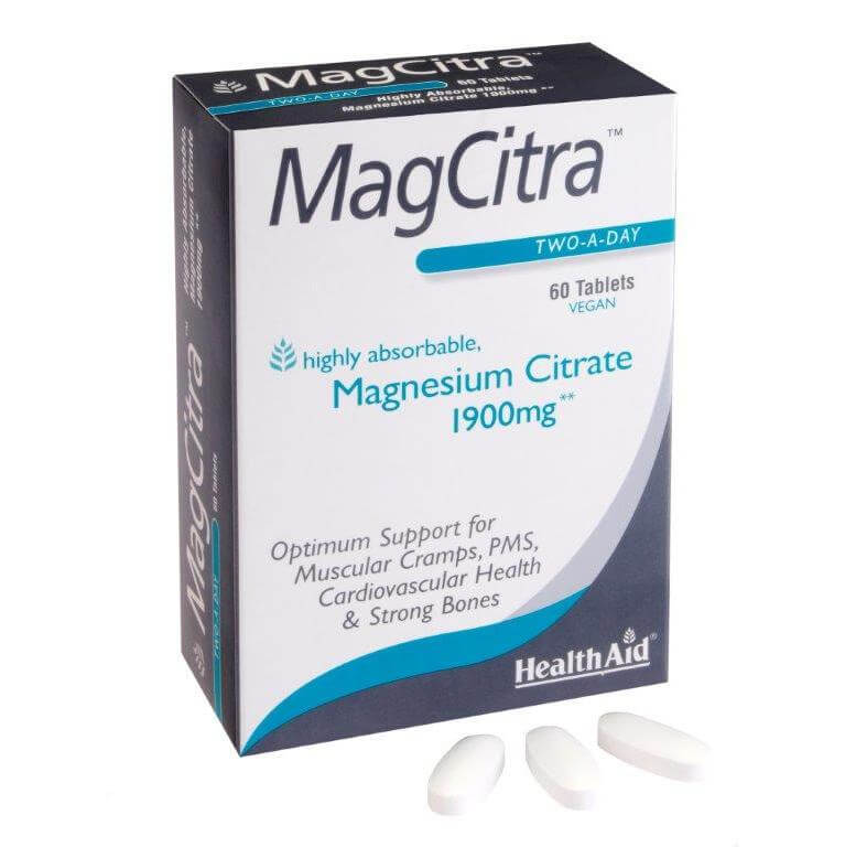 Health Aid MagCitra Μαγνήσιο Κιτρικό 1900mg Υψηλή Ποιότητα & Ταχεία Απορρόφηση 60tabs