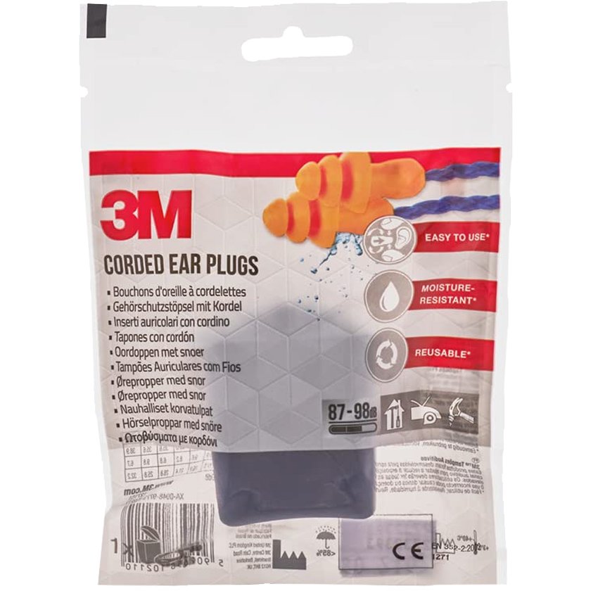 3M Corded Earplugs with Storage Box Ωτοασπίδες με Κορδόνι Στήριξης & με Θήκη Αποθήκευσης 1 Ζευγάρι
