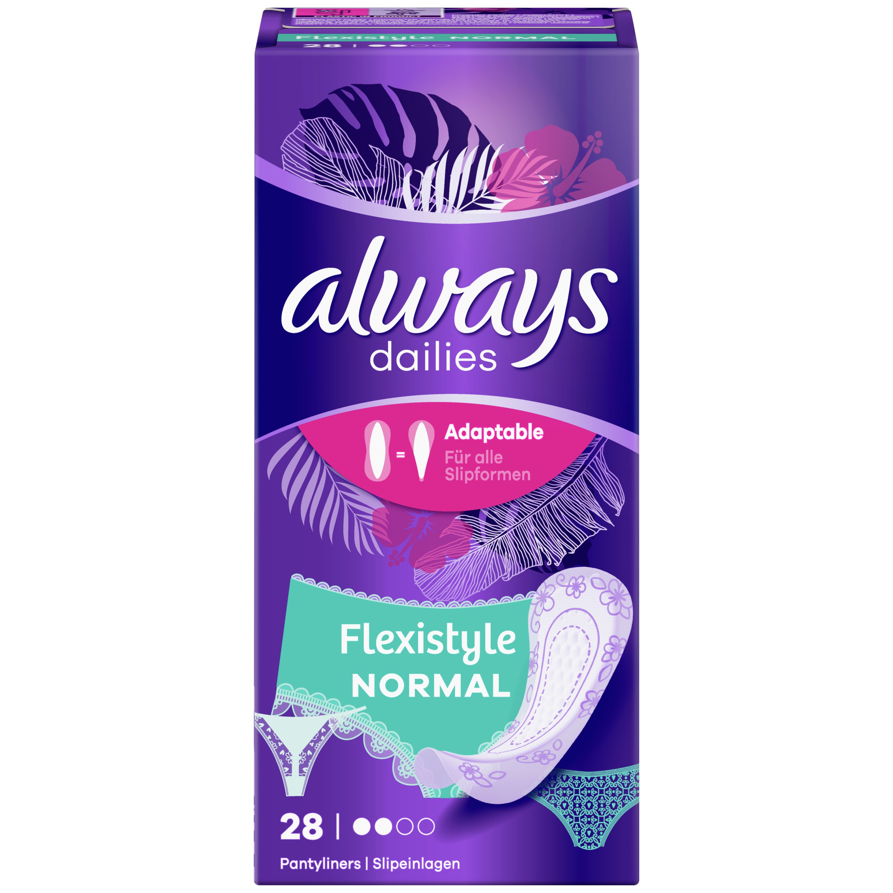 Always Dailies Flexistyle Normal Σερβιετάκια που Προσφέρουν Άνεση, Ειδικά Σχεδιασμένα για να Ταιριάζουν σε Κάθε Εσώρουχο 28 Τεμάχια