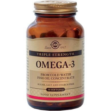 Solgar Omega-3 Triple Strength Συμπλήρωμα Διατροφής με Υψηλή Δόση Πολυακόρεστων EPA και DHA 50softgels