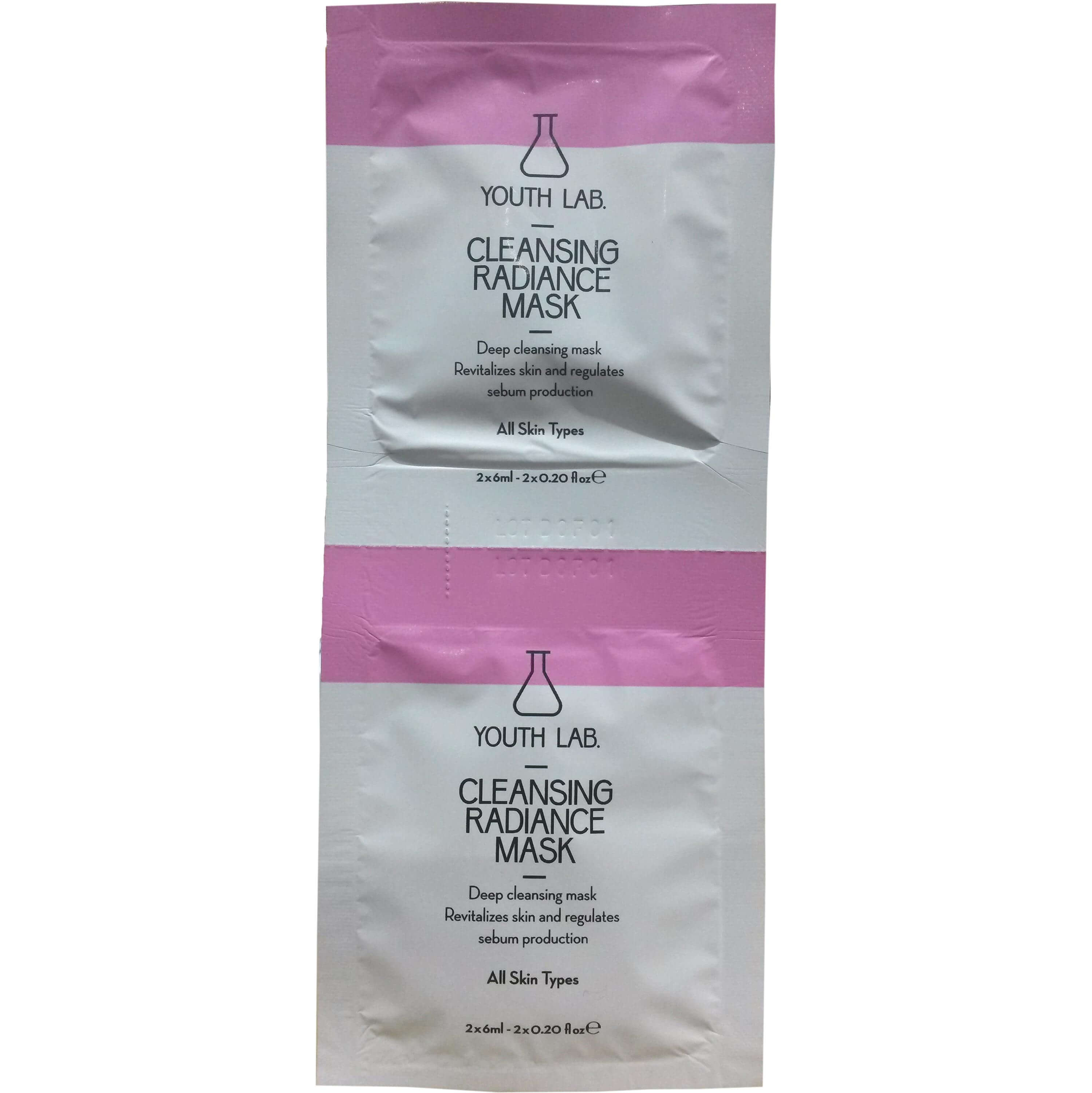 Youth Lab Cleansing Radiance Mask All Skin Types Μάσκα Βαθύ Καθαρισμού, Λάμψης & Μείωσης των Διεσταλμένων Πόρων 2 x 6ml