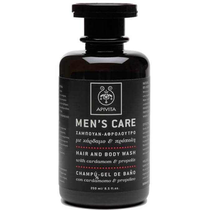 Apivita Mens Care Σαμπουάν Αφρόλουτρο Με Κάρδαμο & Πρόπολη 250ml