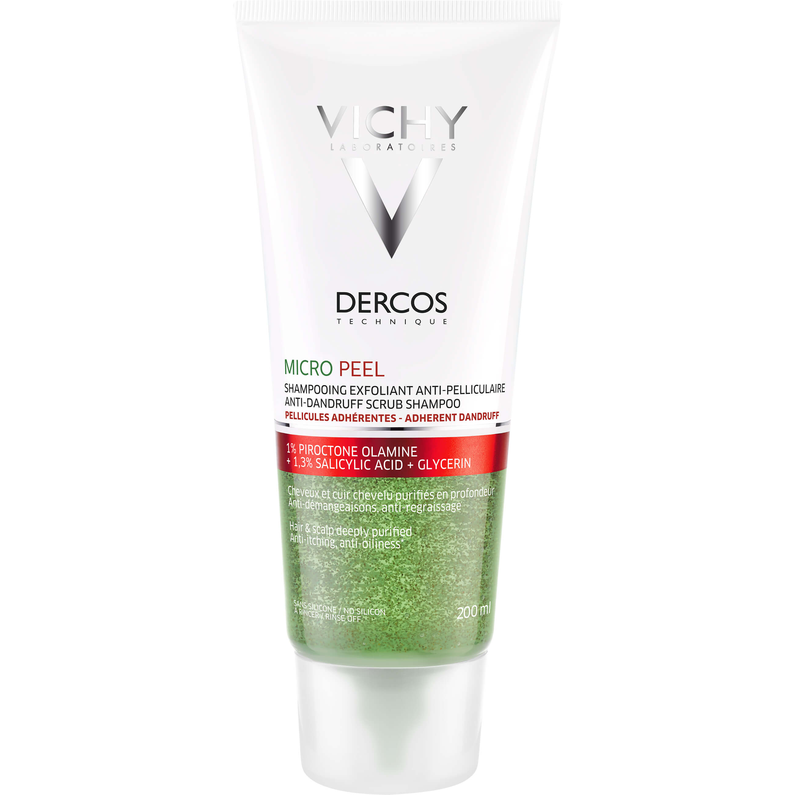 Vichy Dercos Micro Peel Anti-Dandruff Scrub Shampoo Αντιπιτυριδικό Σαμπουάν Απολέπισης για Έντονη Πιτυρίδα & Κνησμό 200ml