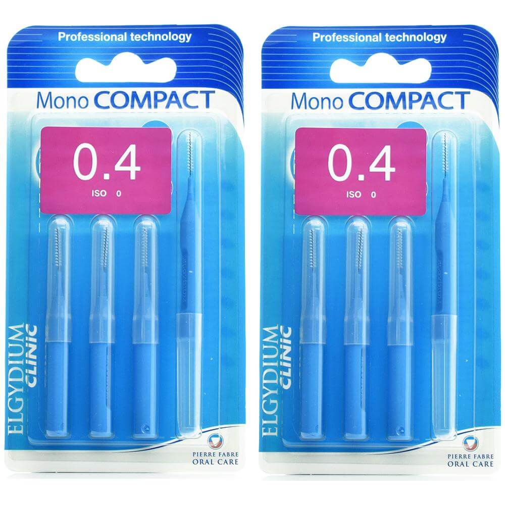 Elgydium Clinic Monocompact, Μεσοδόντια Βουρτσάκια 0.4mm Μπλε 2 x 4τμχ Προσφορά -50% στο 2ο Προϊόν