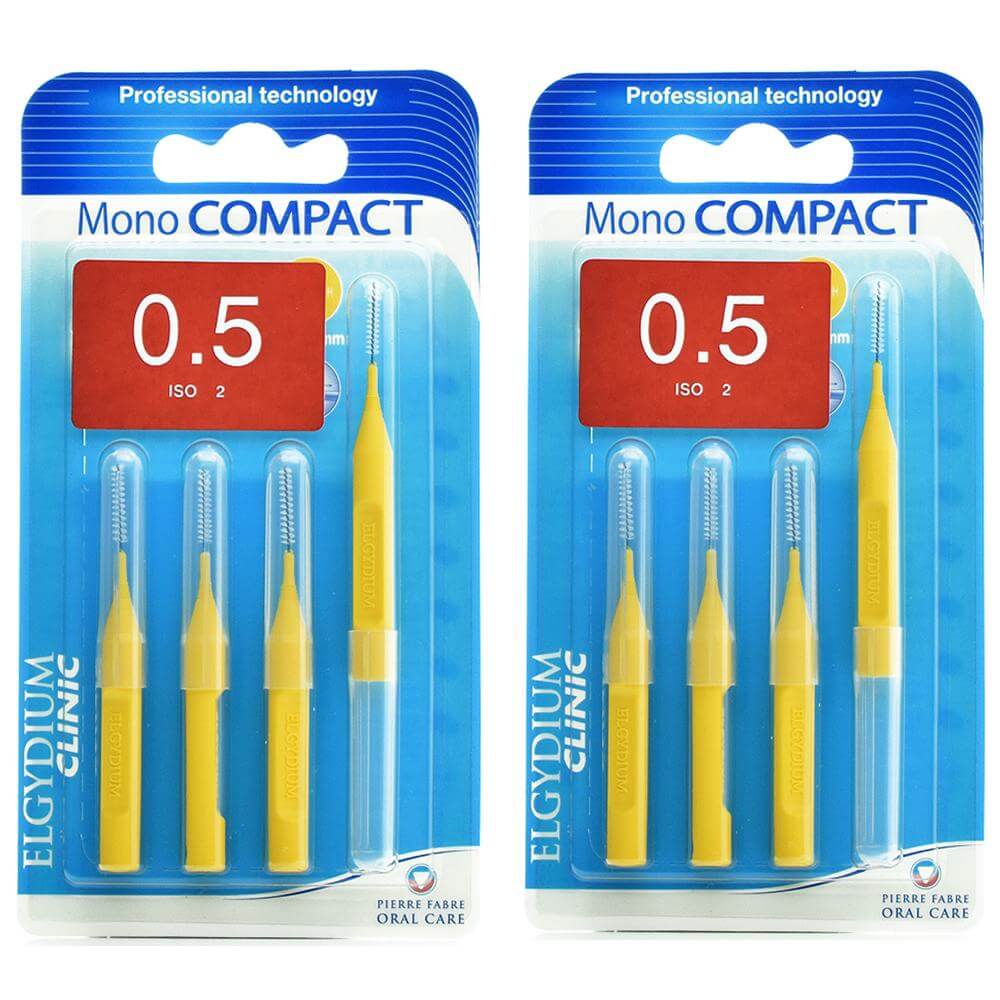 Elgydium Clinic Monocompact, Μεσοδόντια Βουρτσάκια 0.5mm Κίτρινο 2 x 4τμχ Προσφορά -50% στο 2ο Προϊόν