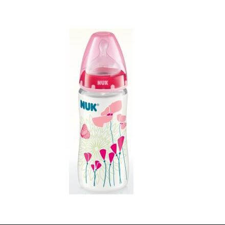 NUK First Choice Μπιμπερό Πολυπροπυλενίου (PP) 300ml Θηλή Σιλικόνης Μεγέθους 1 (0-6 Μηνών) Medium (Μεσαία Οπή) Χρωματιστό – μπλέ