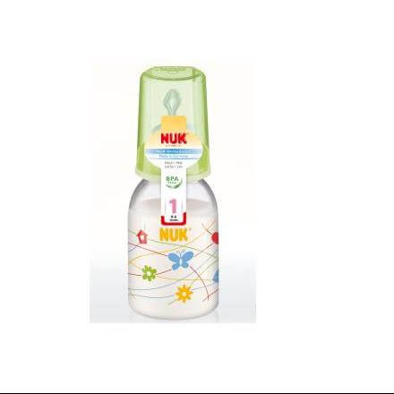 NUK Classic Μπιμπερό Πολυπροπυλενίου 110ml Θηλή Σιλικόνης Μεγέθους 1 (0-6 μηνών) Medium (Μεσαία Οπή) – ροζ