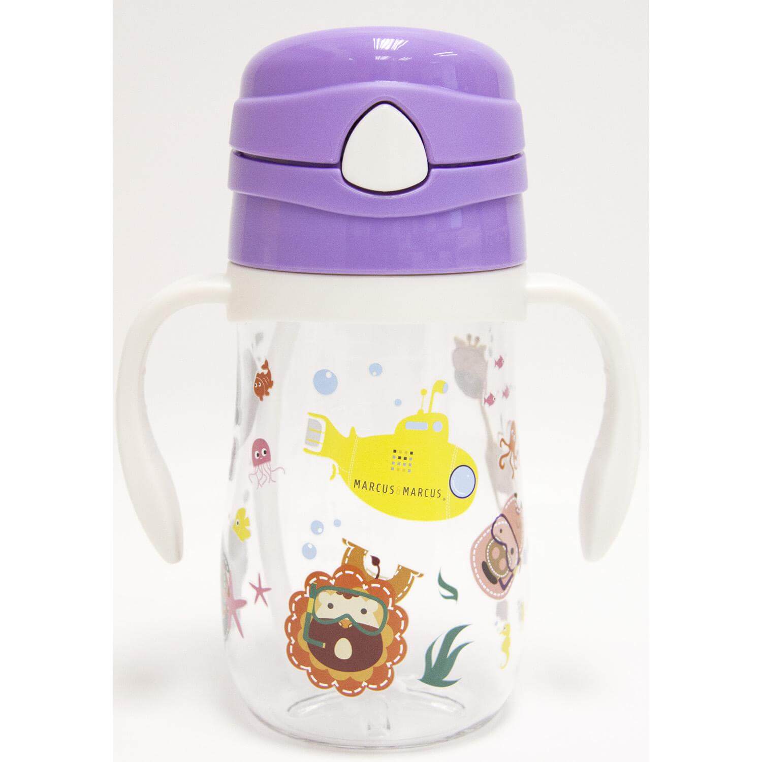 Marcus & Marcus Tritan Straw Bottle Μπουκαλάκι Εκμάθησης με Καλαμάκι Σιλικόνης FDA Καπάκι με Κουμπάκι & Χερούλια 6m+ 300ml – πράσινο