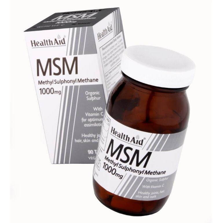 Health Aid MSM with Vitamin C Οργανικό Θείο Φυσικό Αντιφλεγμονώδες Οστών & Αρθρώσεων 90vegtabs