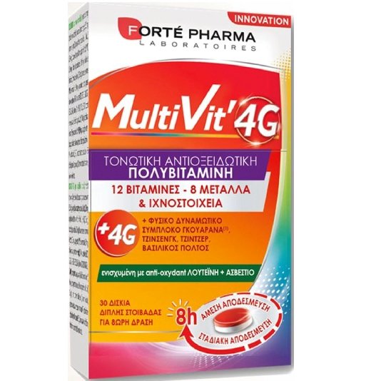 FORTE PHARMA Forté Pharma Multivit 4G Τονωτική Αντιοξειδωτική Πολυβιταμίνη 30 Δισκία