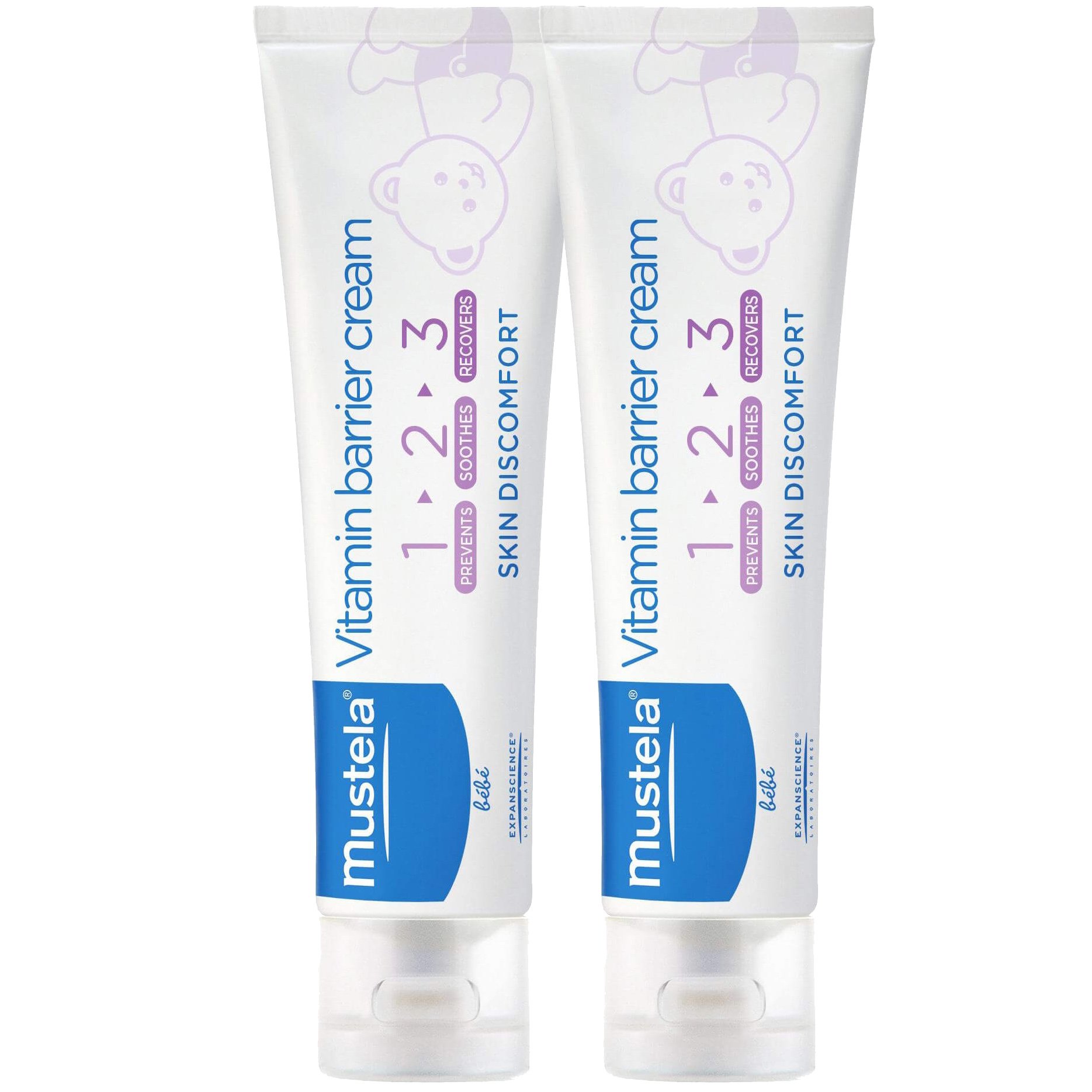 Mustela Πακέτο Προσφοράς 123 Vitamin Barrier Cream Κρέμα Αλλαγής Πάνας 2x100ml 1+1 Δώρο