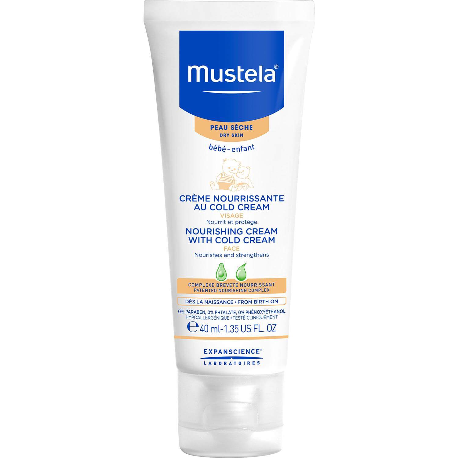 Mustela Nourishing Cream with Cold Cream, Θρεπτική Κρέμα για το Ξηρό & Ευαίσθητο Βρεφικό Πρόσωπο 40ml