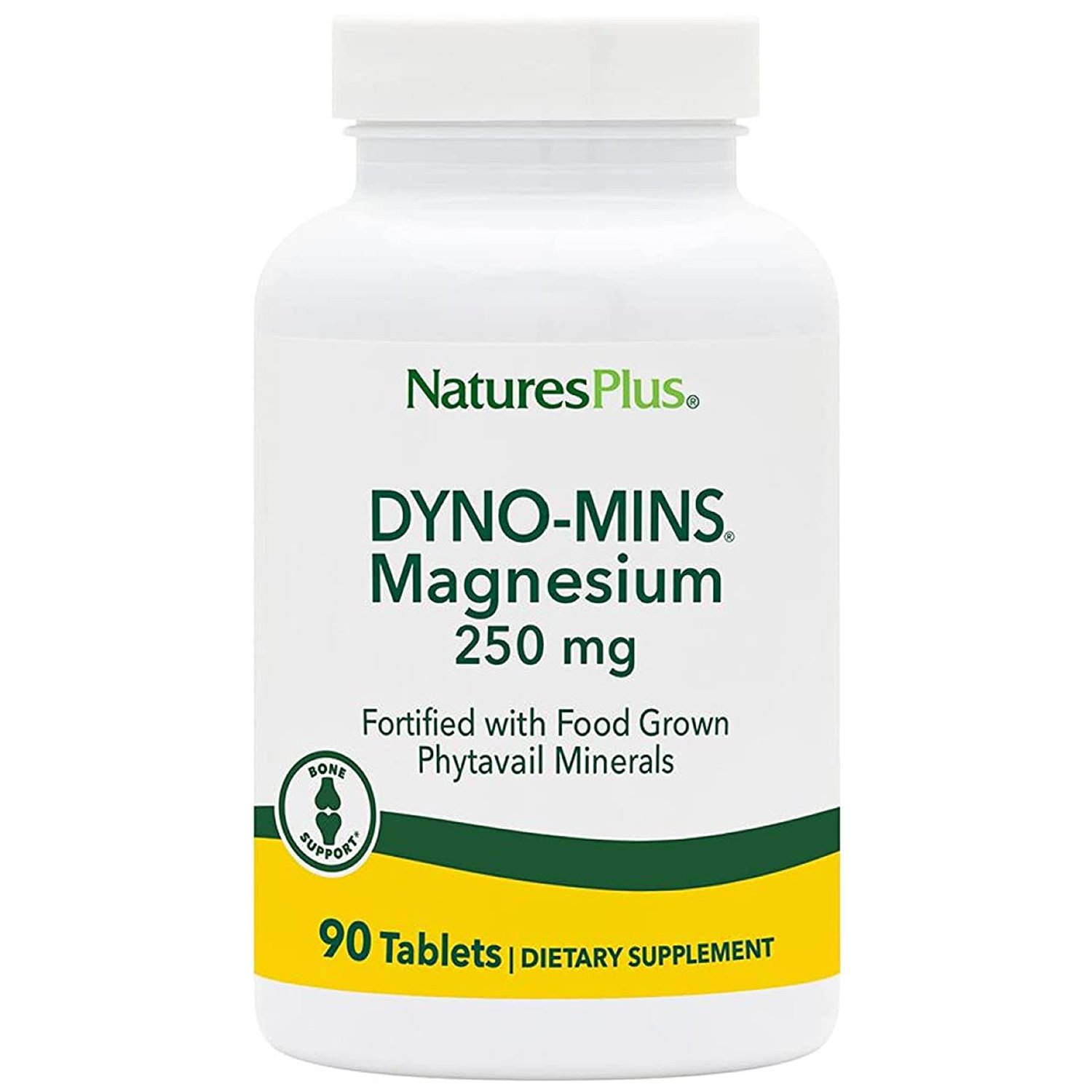 Natures Plus Magnesium Dyno-Mins 250mg Συμπλήρωμα Διατροφής με Μαγνήσιο, Κατάλληλο για την Υγεία του Νευρικού Συστήματος 90tabs