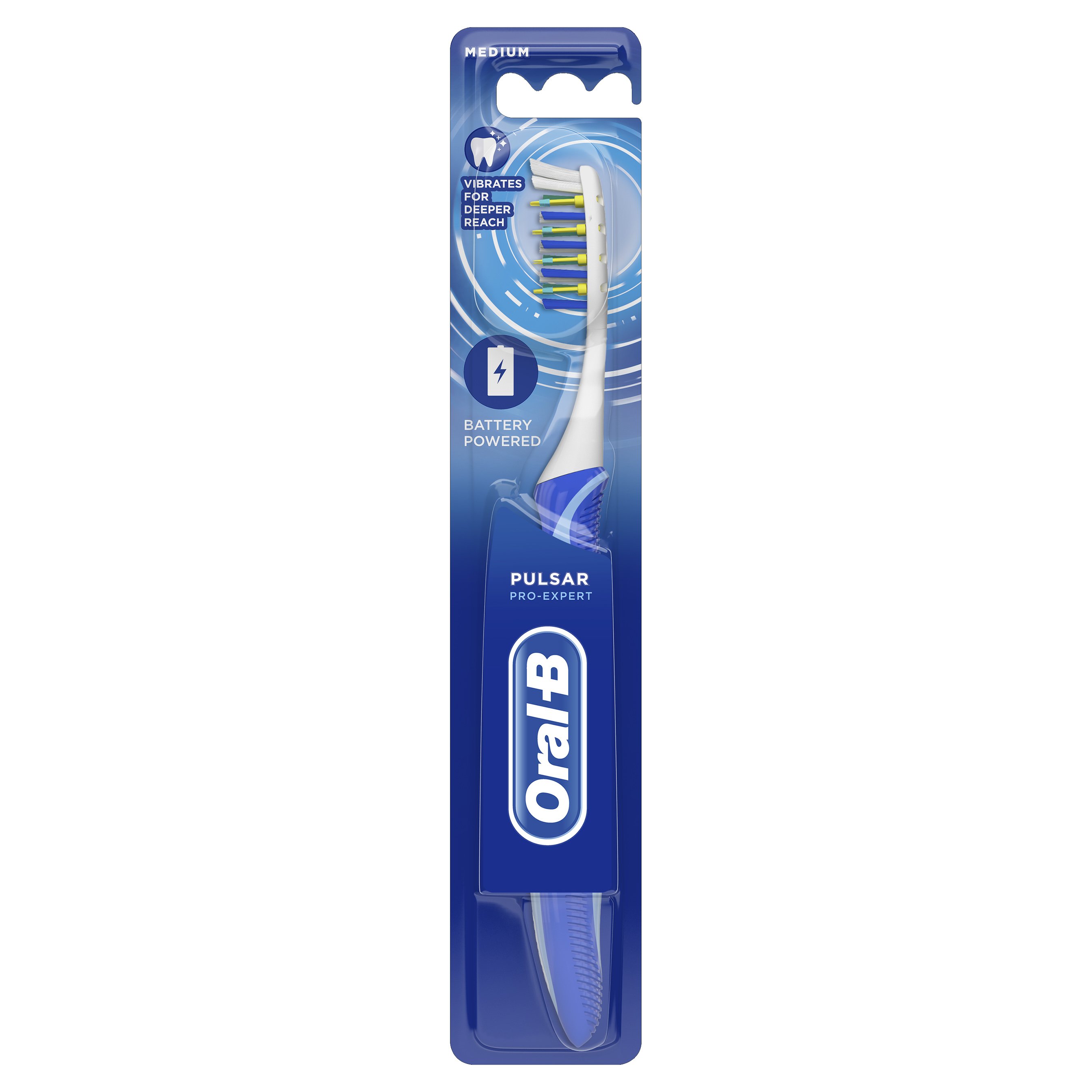 Oral-B Pro Expert Pulsar Battery Powered Medium Οδοντόβουρτσα με Δονούμενες Ίνες, που Διασπούν τη Πλάκα Ανάμεσα στα Δόντια – πράσινο