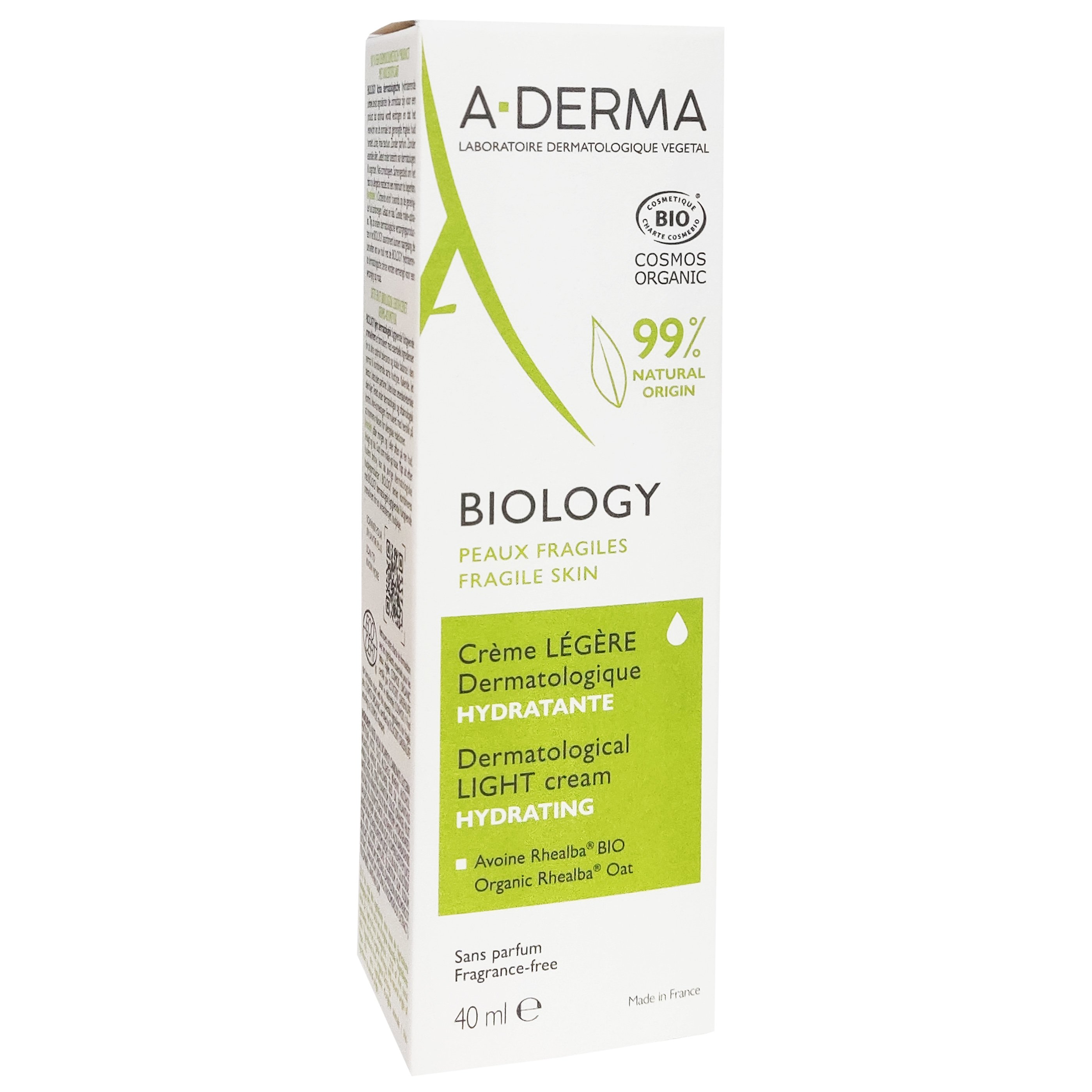A-Derma A-Derma Biology Dermatological Light Cream Hydrating Ελαφριά Ενυδατική Κρέμα για το Κανονικό, Μικτό Εύθραυστο Δέρμα 40ml