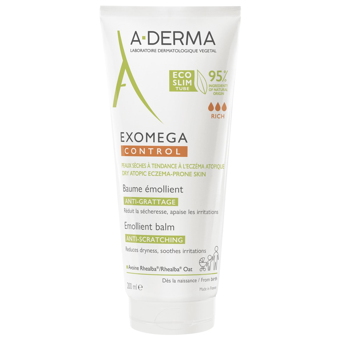 A-Derma Exomega Control Emollient Balm Βάλσαμο για Ατοπικό & Πολύ Ξηρό Δέρμα 200ml