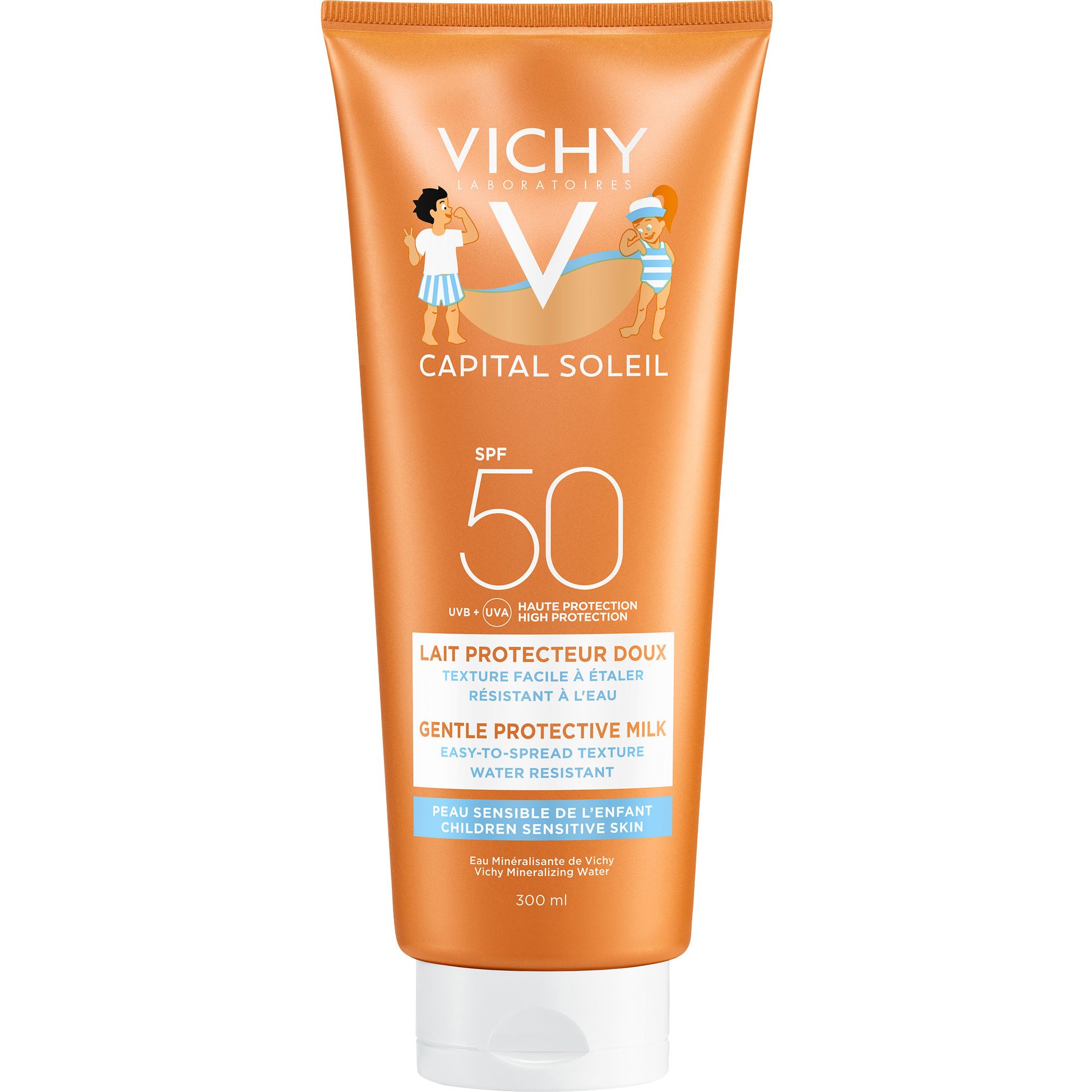 Vichy Capital Soleil Gentle Protective Milk Spf50, 300ml,Αντηλιακό Γαλάκτωμα Υψηλής Προστασίας για Παιδικές Επιδερμίδες Πρόσωπο