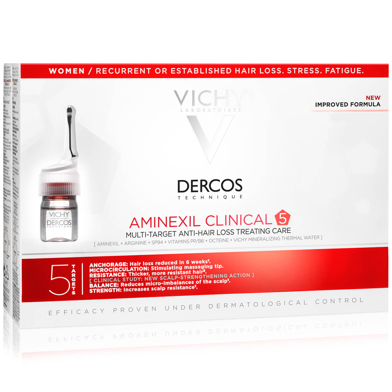 Vichy Dercos Aminexil Clinical 5 Femme Αμπούλες για την Γυναικεία Τριχόπτωση 33x6ml +50% Δωρεάν Προϊόν