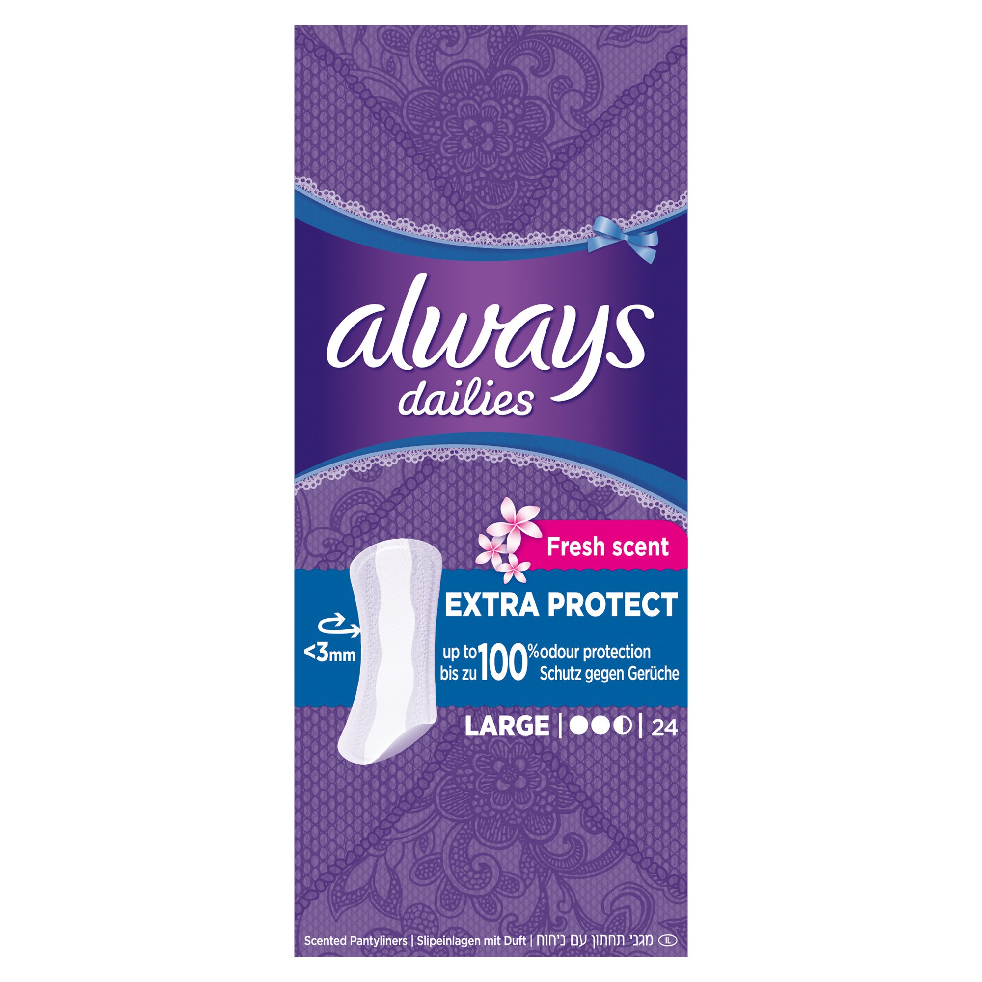 Always Dailies Extra Protect Large Fresh Scent Σερβιετάκια 24 τεμάχια