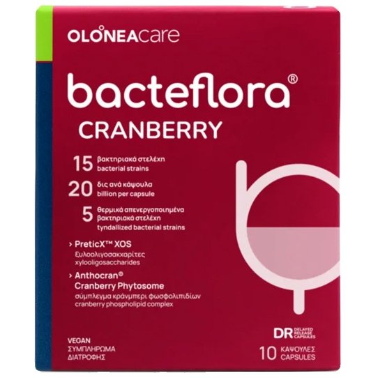Olonea Bacteflora Cranberry Συμπλήρωμα Διατροφής με Κράνμπερι & Προβιοτικά για Πρόληψη - Προστασία του Ουροποιητικού Συστήματος 10caps