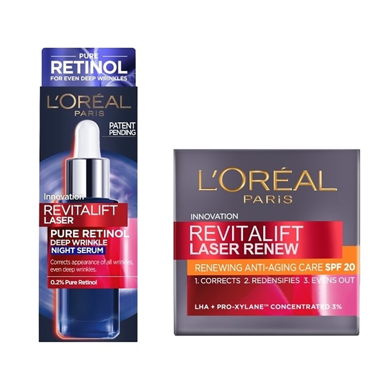 L’oreal Paris Revitalift Laser Renew Spf20 Αντιγηραντική Κρέμα 50ml & Revitalift Laser Pure Retinol Night Serum 30ml