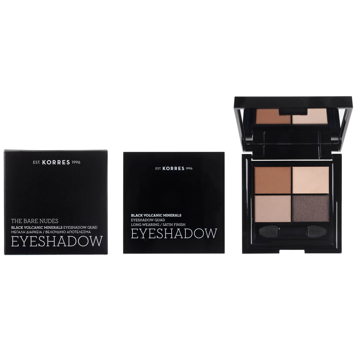 Korres Black Volcanic Minerals Eyeshadow Palette Satin Finish The Bare Nudes Κρεμώδη Υφή Μεγάλης Διάρκειας 5g