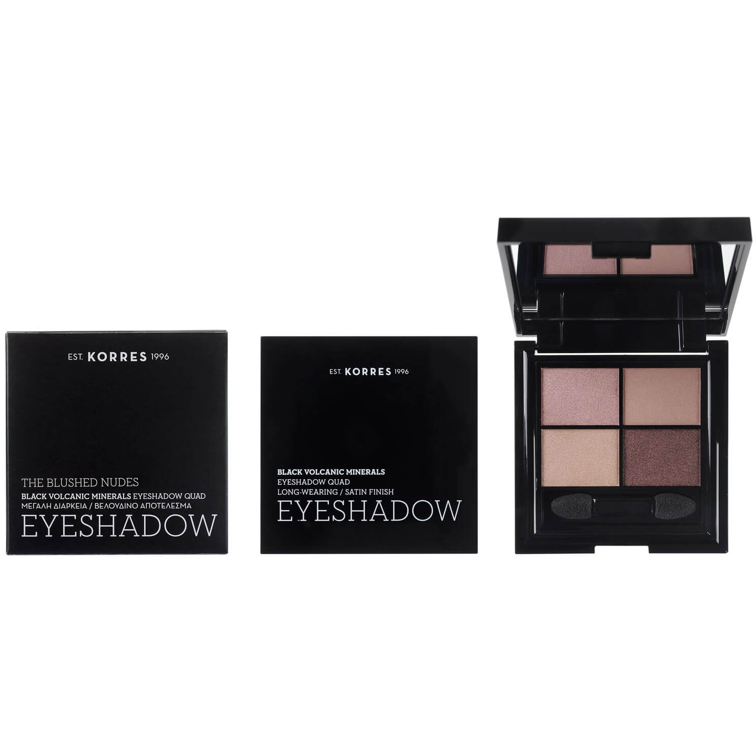 Korres Black Volcanic Minerals Eyeshadow Palette Satin Finish The Blushed Nudes Κρεμώδη Υφή Μεγάλης Διάρκειας 5g