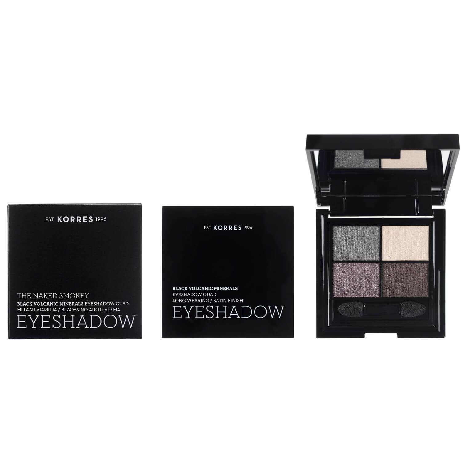 Korres Black Volcanic Minerals Eyeshadow Palette Satin Finish The Naked Smokey Κρεμώδη Υφή Μεγάλης Διάρκειας 5g