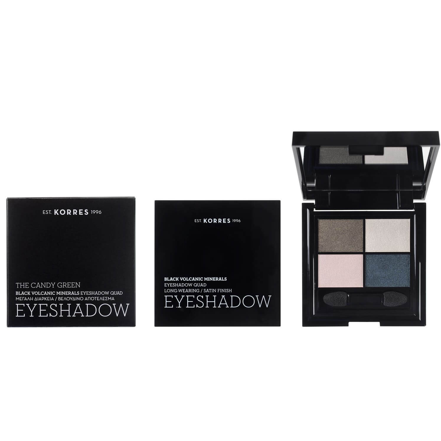 Korres Black Volcanic Minerals Eyeshadow Palette Satin Finish The Candy Green Κρεμώδη Υφή Μεγάλης Διάρκειας 5g
