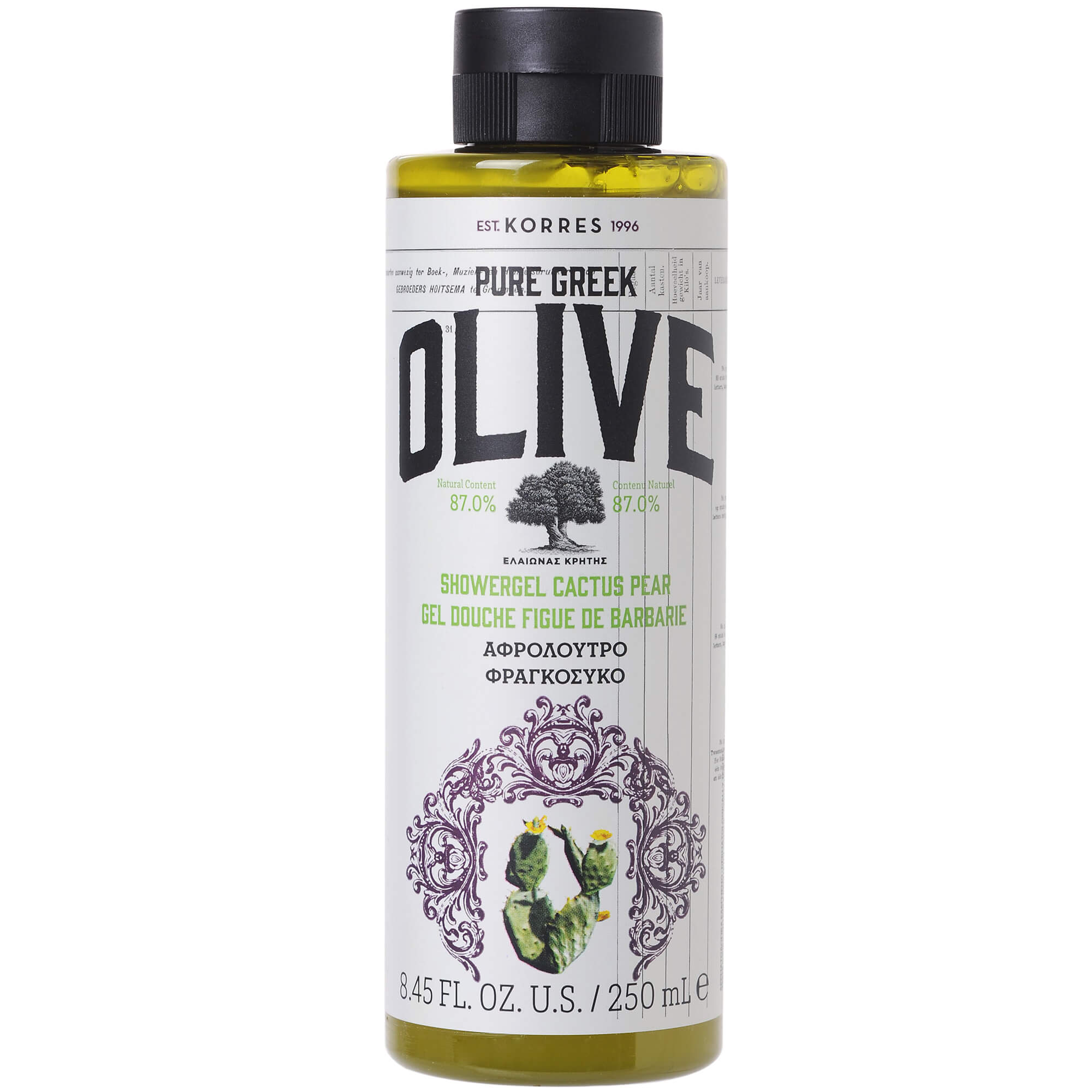 Korres Pure Greek Olive Showergel Cactus Pear Ενυδατικό Αφρόλουτρο με Φραγκόσυκο 250ml