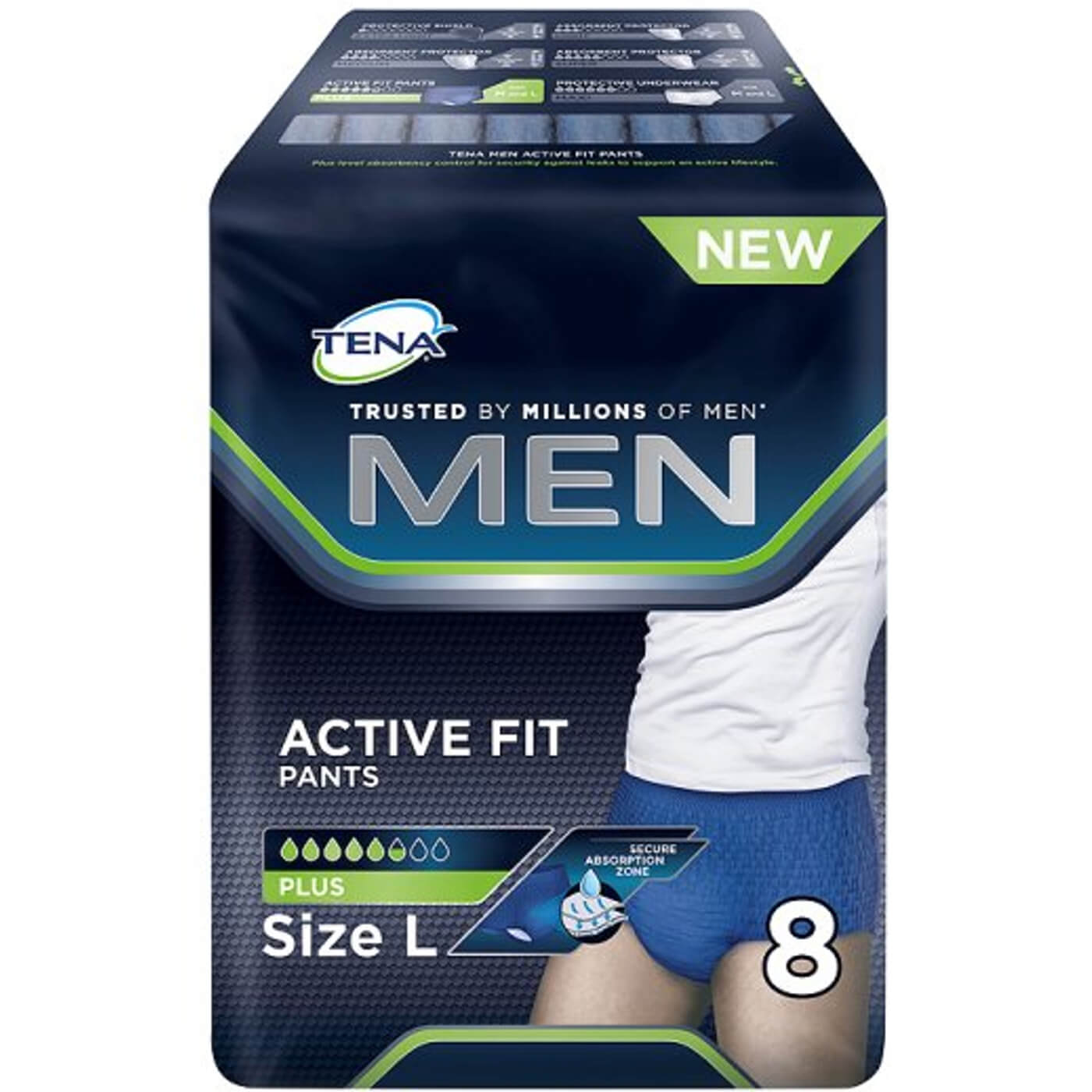 Tena Men Active Fit Pants Plus Ανδρικά Εσώρουχα Ακράτειας για Μεγάλη Διαρροή Ούρων 8 Τεμάχια – Large