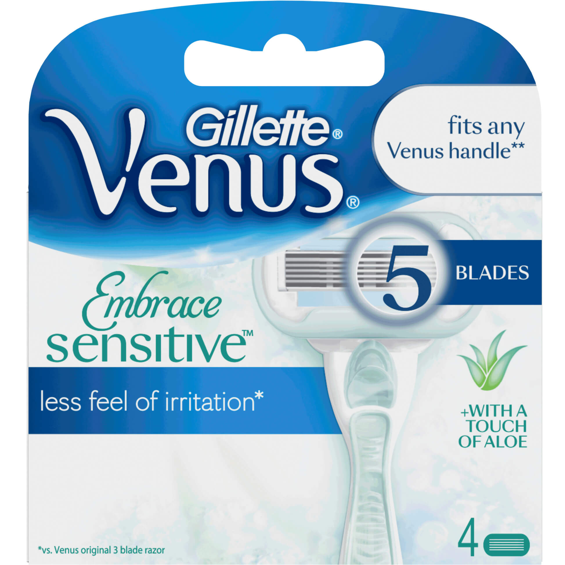 Gillette Venus Embrace Sensitive Ανταλλακτικές Κεφαλές με 5 Λεπίδες για την Ευαίσθητη Επιδερμίδα 4 τεμάχια