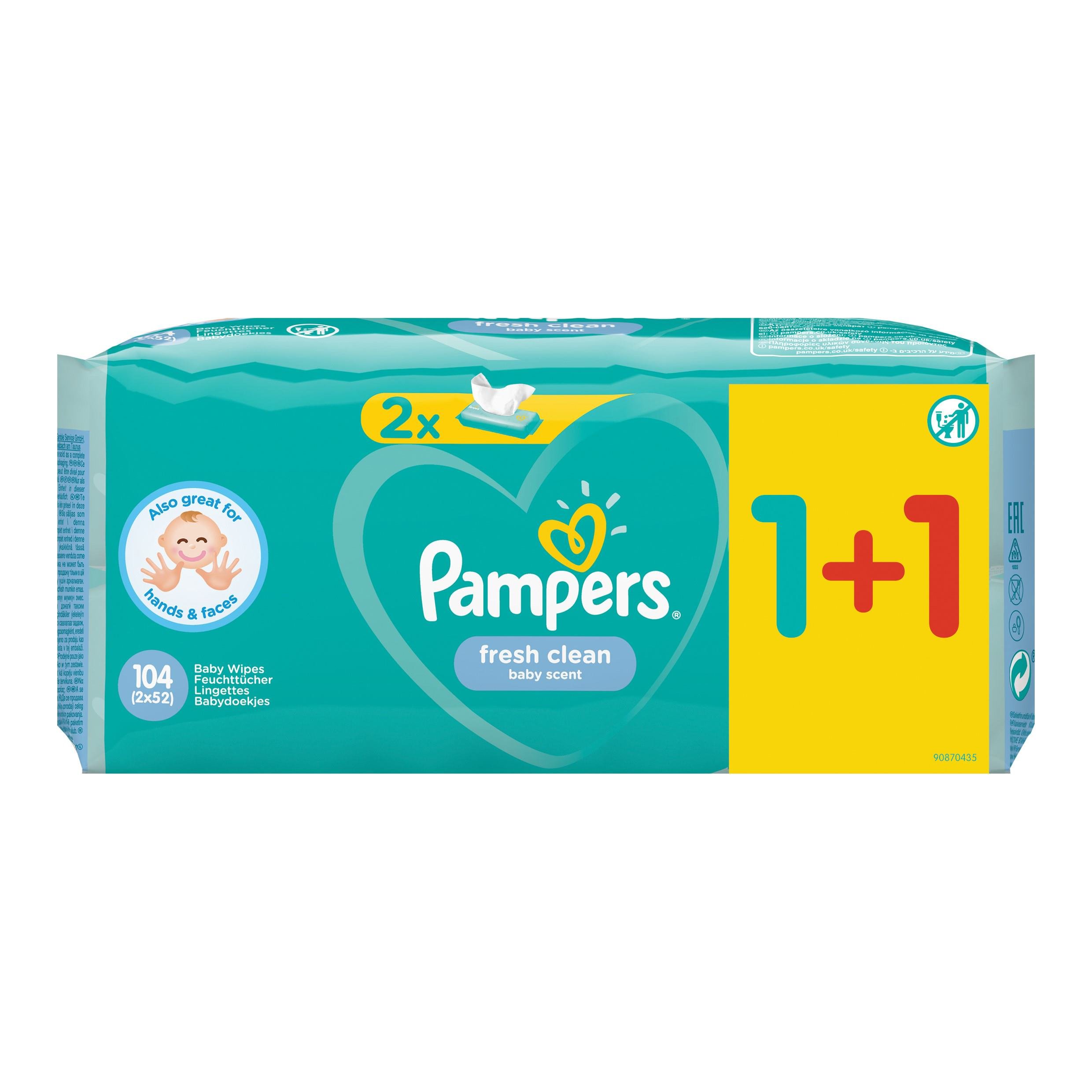 Pampers Πακέτο Προσφοράς Fresh Clean Wipes Μωρομάντηλα με Άρωμα Φρεσκάδας 2×52 Wipes