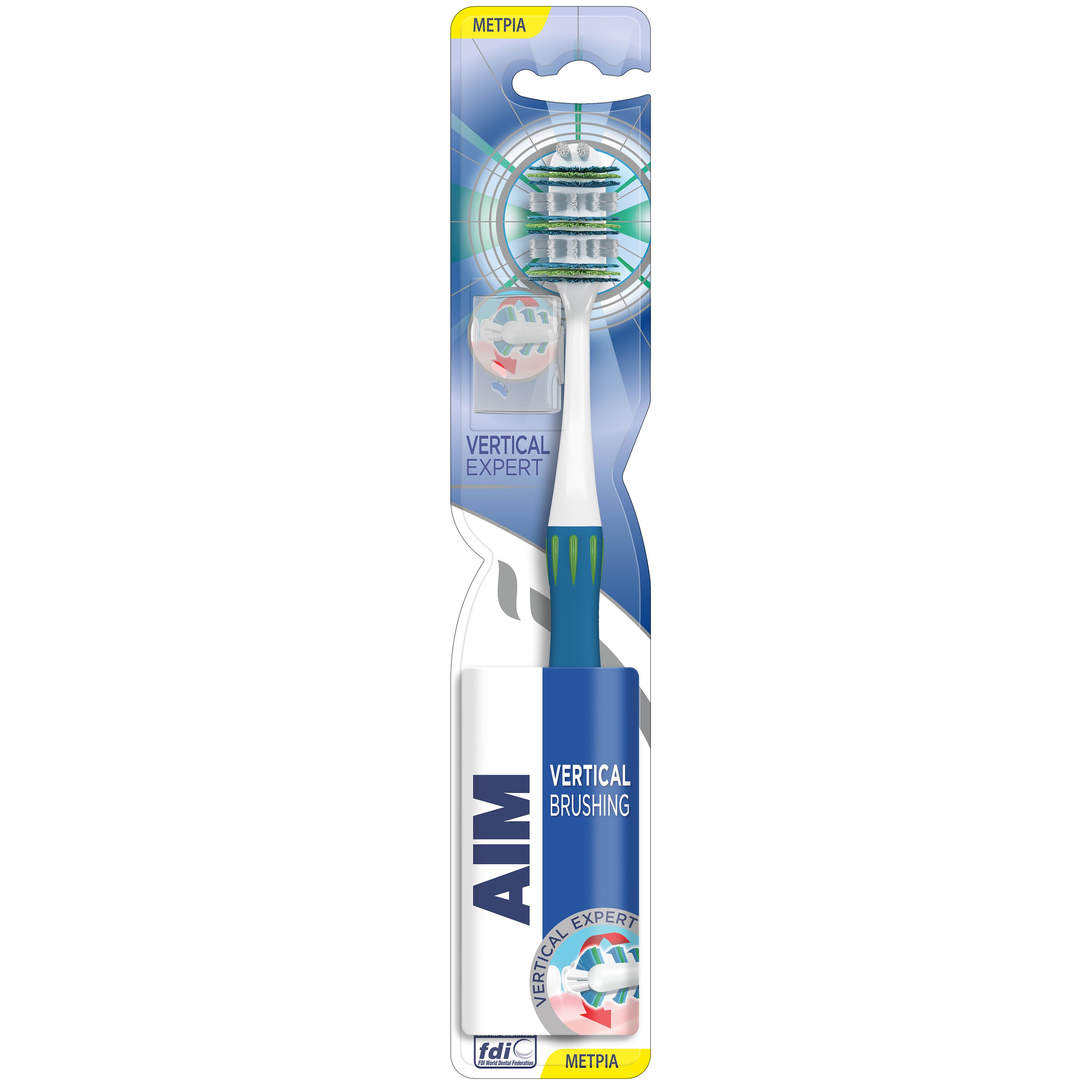 Aim Vertical Expert Οδοντόβουρτσα με Πρωτοποριακή Κεφαλή για Αποτελεσματικότερο Καθαρισμό,Μέτριας Σκληρότητας σε Διάφορα Χρώματα