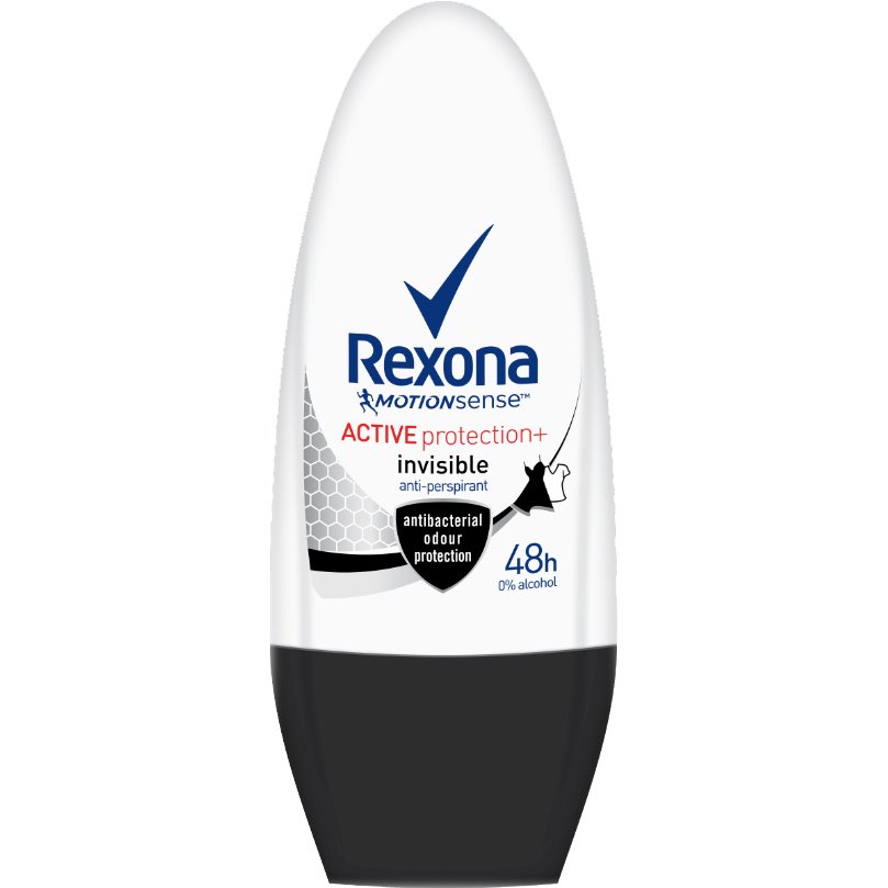 Rexona Anti-Transpirant Roll On Active Protection Invisible 48h Αποσμητικό, 48ωρη Προστασία Χωρίς Λευκά Σημάδια 50ml