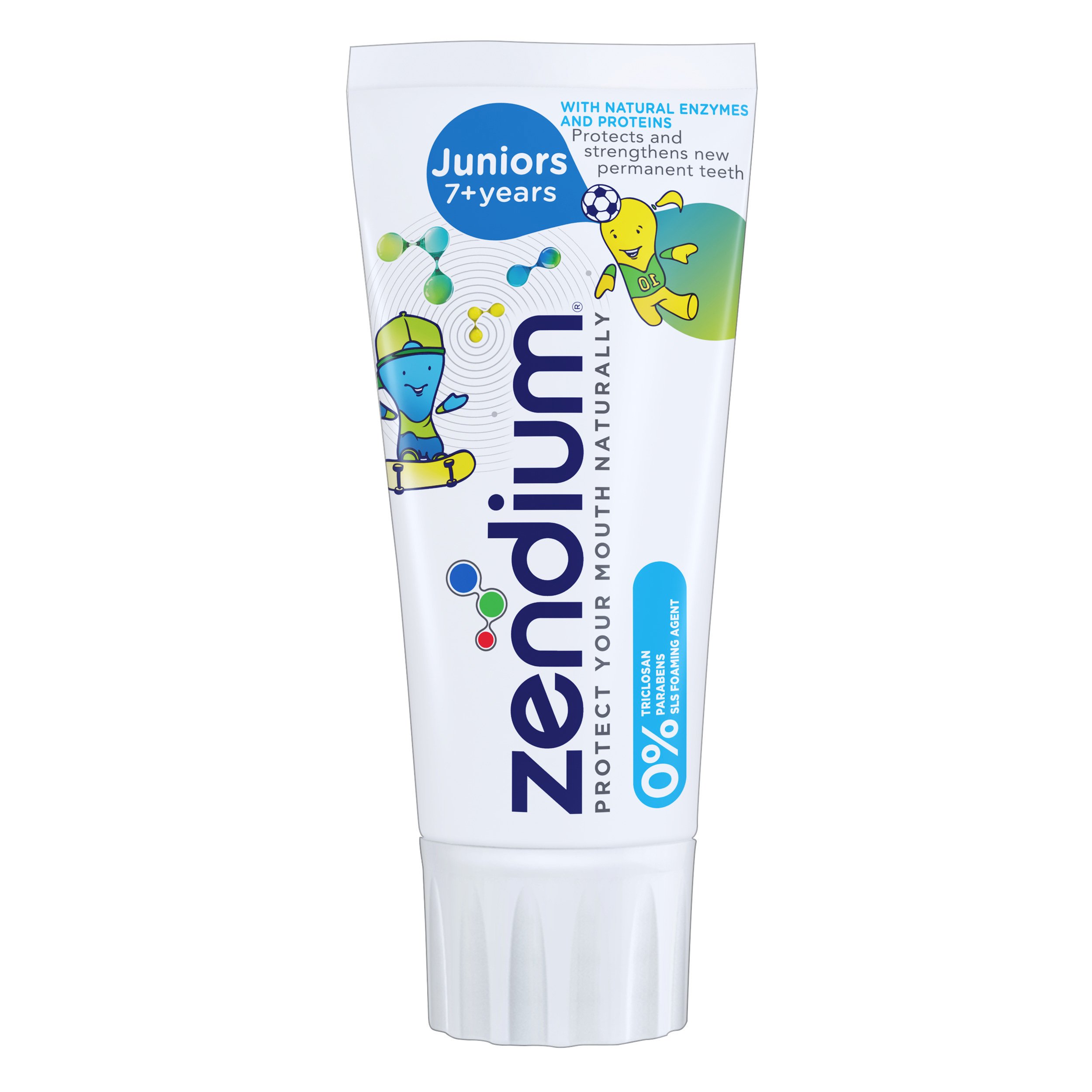 Zendium Juniors Toothpaste Παιδική Οδοντόκρεμα με Φυσικά Ένζυμα & Πρωτεΐνες, Χωρίς Paraben, 7+ Ετών 50ml