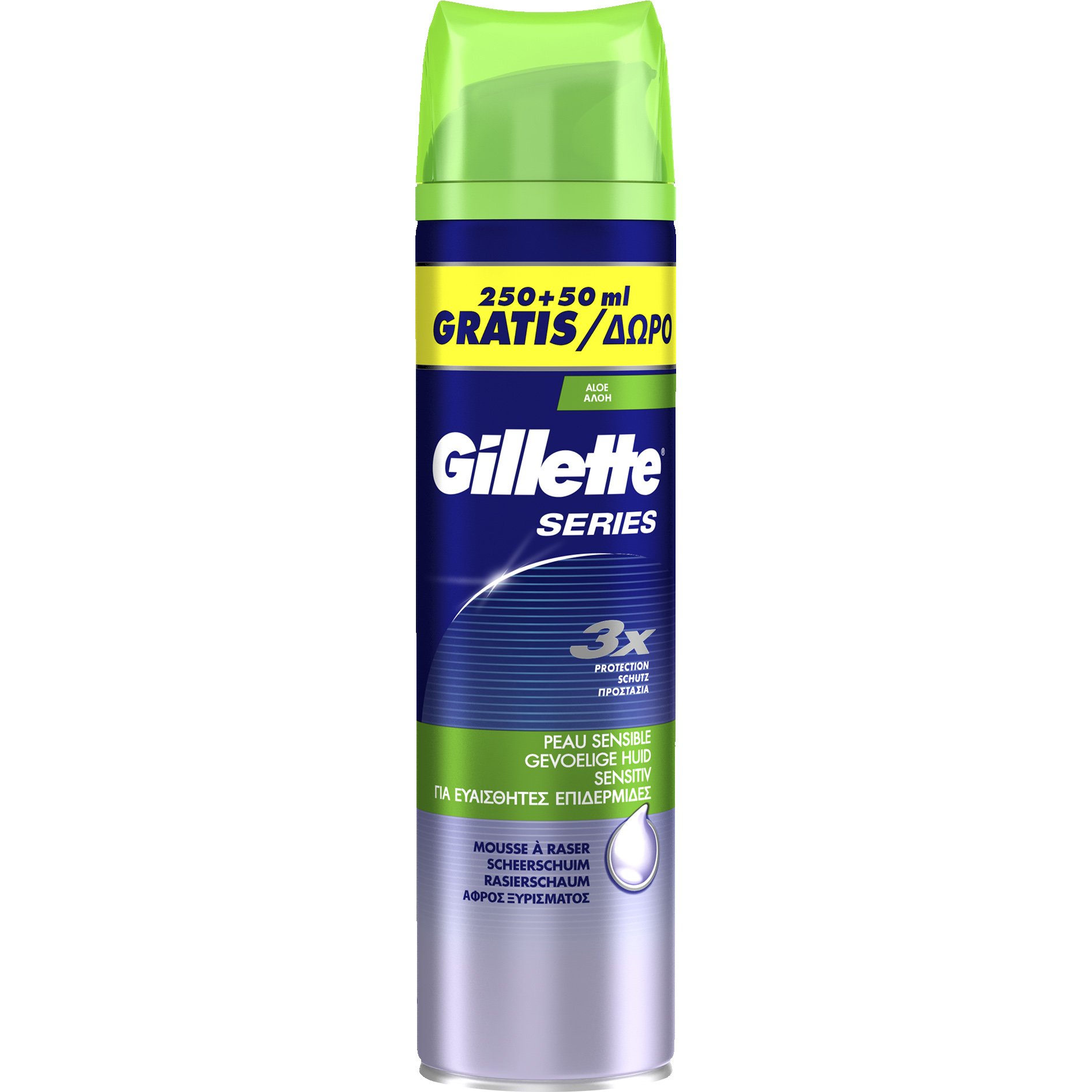 Gillette Series Sensitive Αφρός Ξυρίσματος με Τριπλή Προστασία για Ευαίσθητες Επιδερμίδες Προσφορά 250ml + 50ml Δώρο