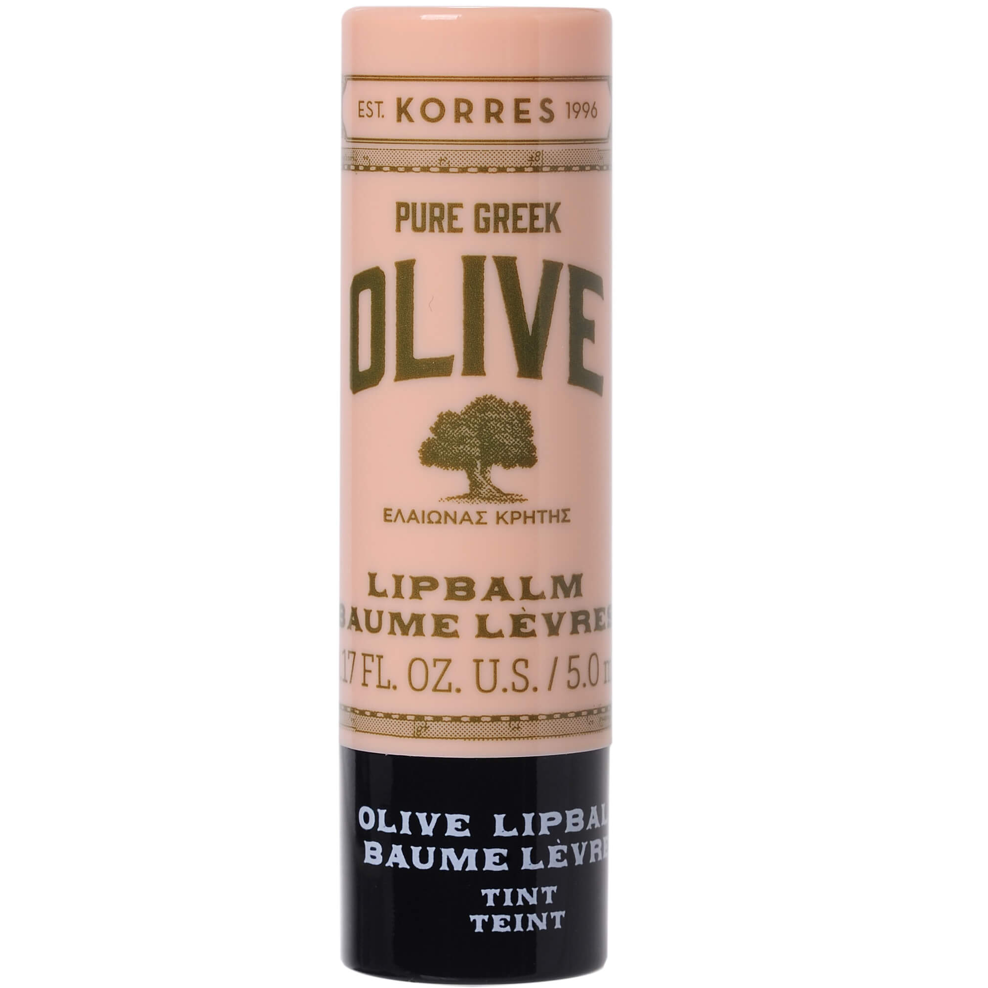 Korres Pure Greek Olive Lip Balm Tint Θρέψη, Ενυδάτωση στα Ξηρά Σκασμένα Χείλη με Macadamia Oil & Mango Butter, Ροζ Απόχρωση 5ml