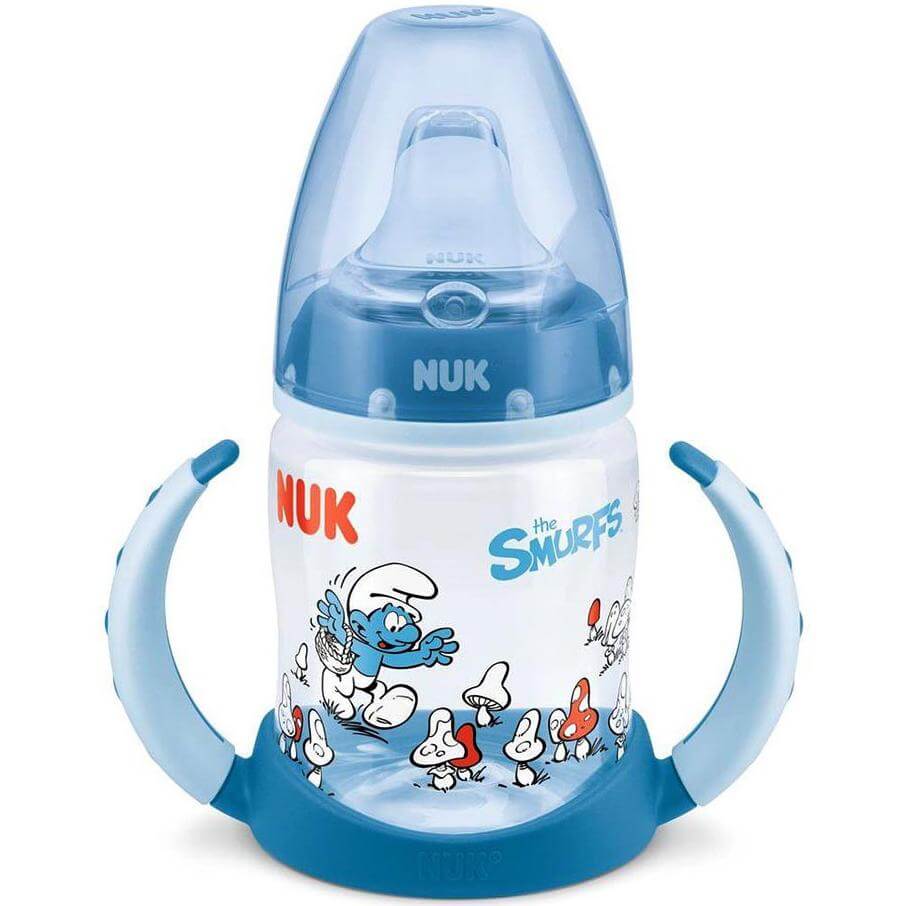 Nuk First Choice The Smurfs Μπιμπερό Εκπαίδευσης Από Πολυπροπυλενίο με Μαλακό Ρύγχος 6-18m BPA Free 150ml – κόκκινο