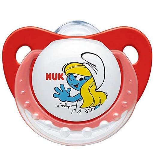 Nuk Trendline The Smurfs Πιπίλα Σιλικόνης με Κρίκο Χωρίς BPA Κόκκινο Χρώμα – Μέγεθος 2 (6-18 μηνών)