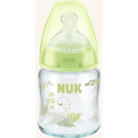NUK First Choice Μπιμερό Γυάλινο Θηλή Σιλικόνης 120ml – μπλέ