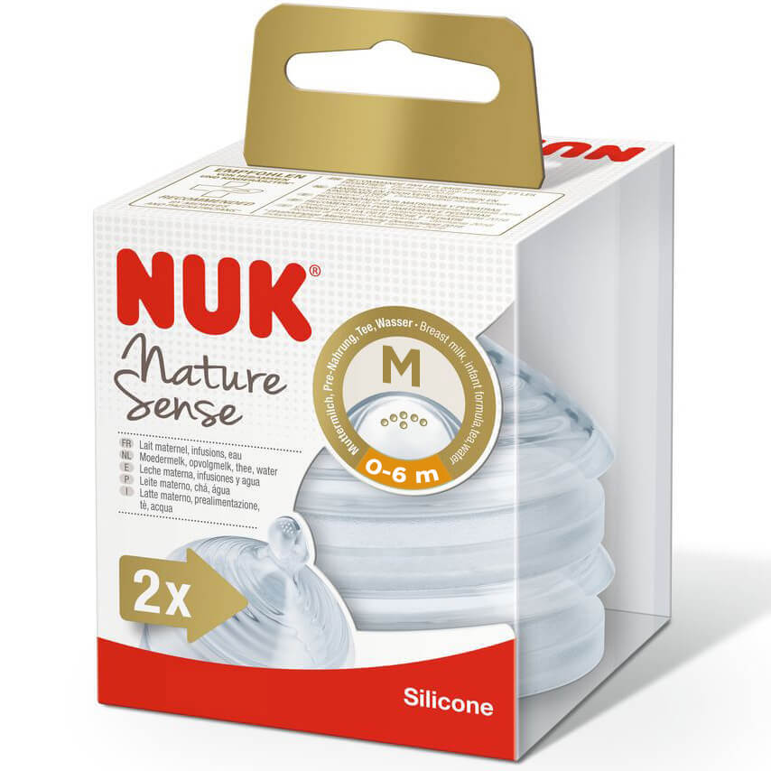 Nuk Nature Sense Θηλή Σιλικόνης Medium 0-6 Μηνών 2 Τεμάχια
