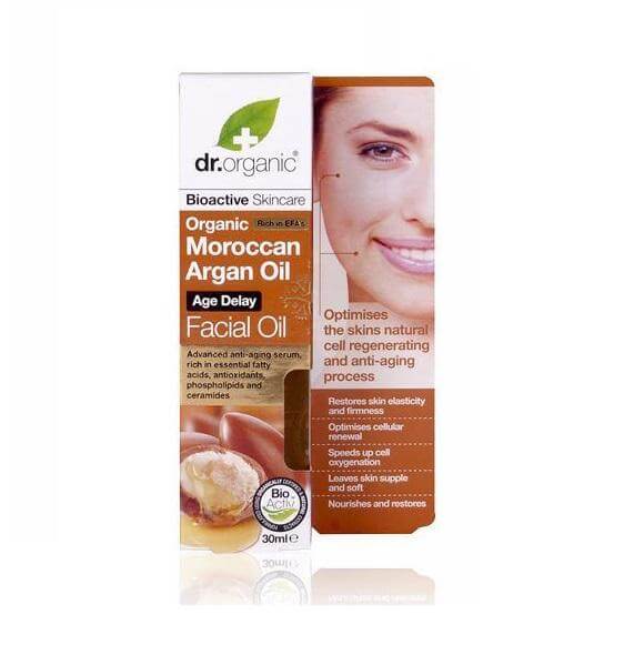 Dr Organic Moroccan Argan Oil Age Delay Facial Oil Μεταξένιο Λάδι Προσώπου Με Αντιγηραντική Δράση 30ml