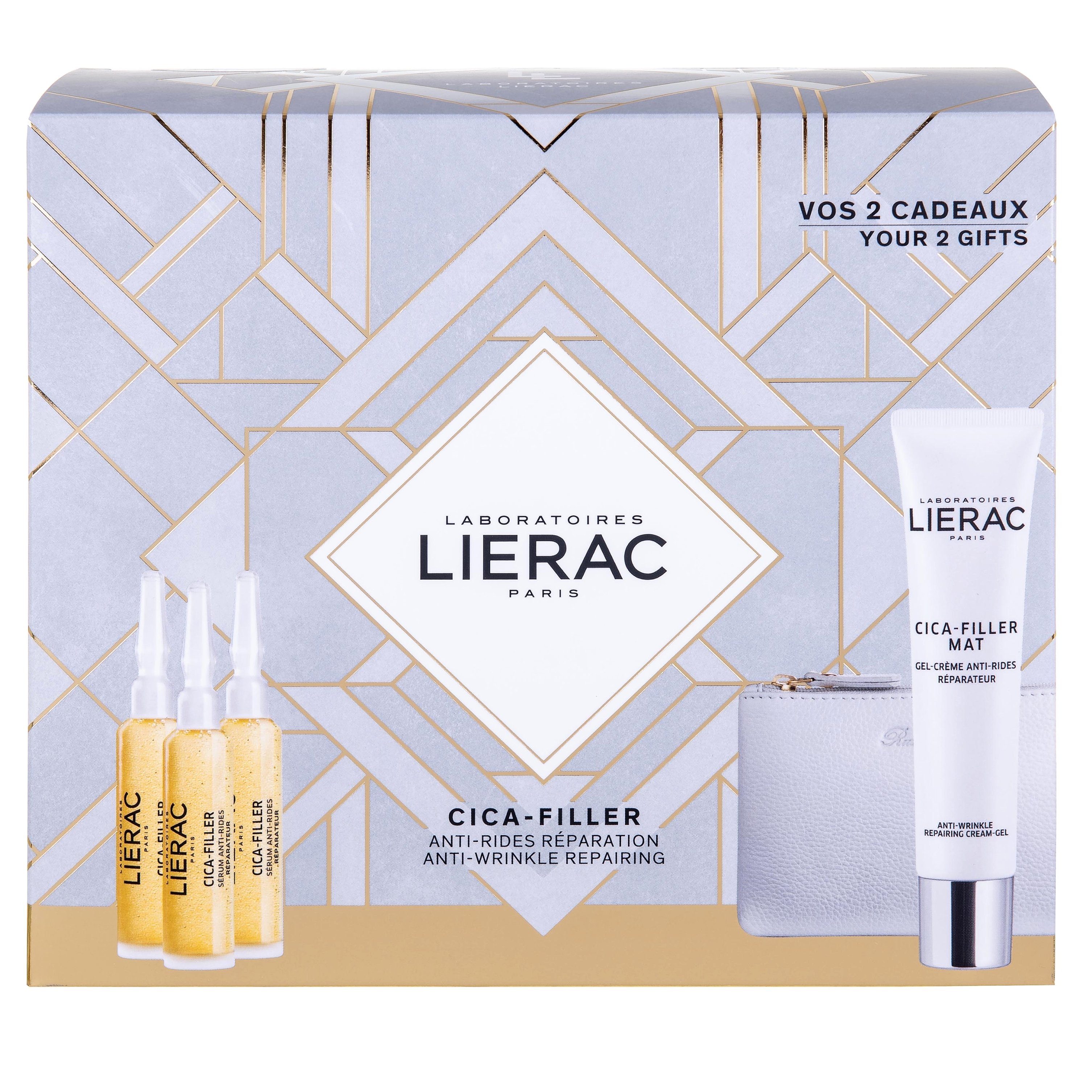 Lierac Promo Cica-Filler Serum 3x10ml & Δώρο Cica-Filler Mat Anti-Wrinkle Cream-Gel 40ml & Rue des Fleurs Δερμάτινο Πορτοφόλι