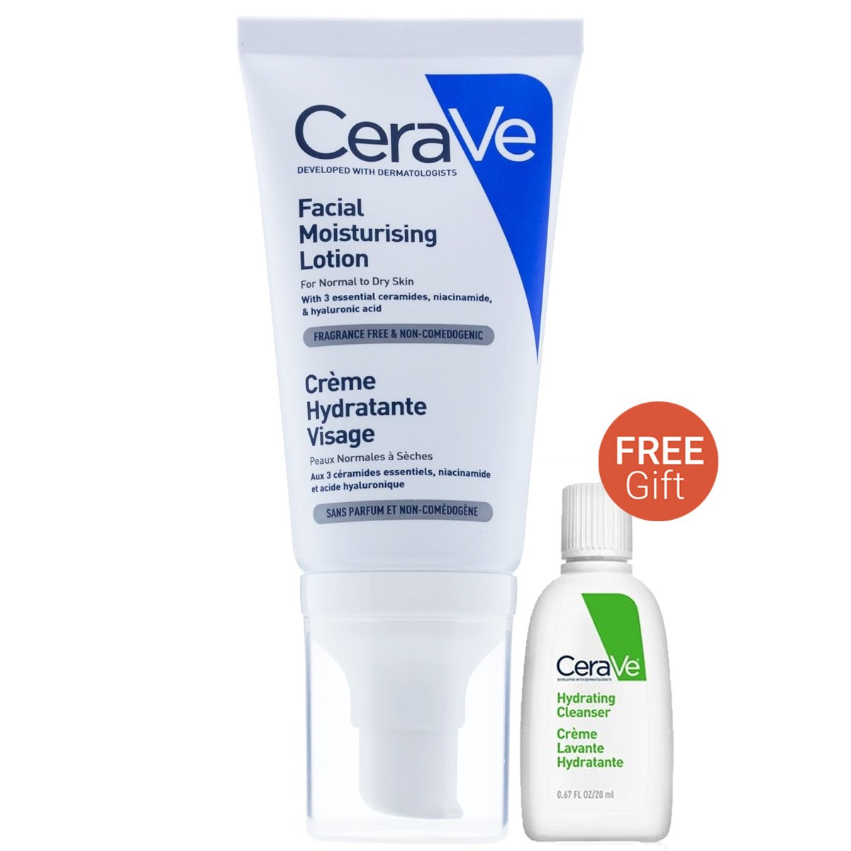 CeraVe Πακέτο Προσφοράς Facial Moisturising Lotion Ενυδατική Κρέμα Spf25, Κανονικό-Ξηρό Δέρμα 52ml &Δώρο Hydrating Cleanser 20ml
