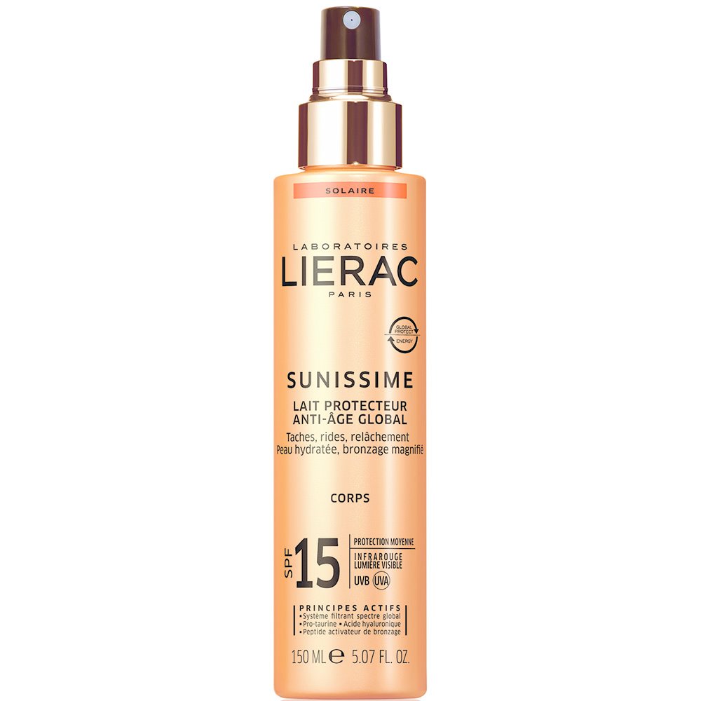 Lierac Sunissime Lait Protecteur Anti-Age Global Spf15 Aντηλιακό Γαλάκτωμα Σώματος Χαμηλής Προστασίας και Αντιγήρανσης 150ml